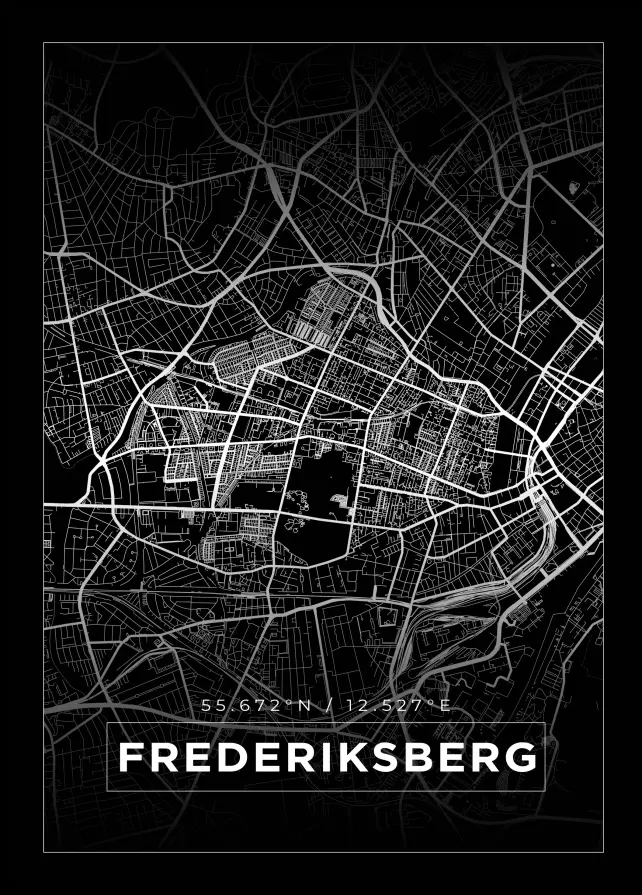 Kart - Frederiksberg - Svart Plakat