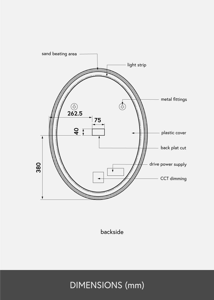 KAILA Speil Oval LED 60x80 cm