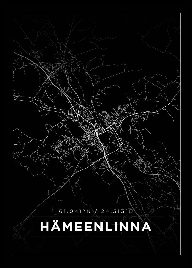 Kart - Hämeenlinna - Svart Plakat