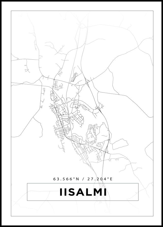 Kart - Iisalmi - Hvit Plakat