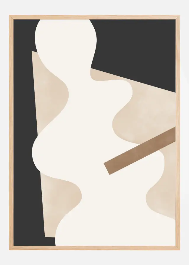 Beige Graphic Curves Art Plakat