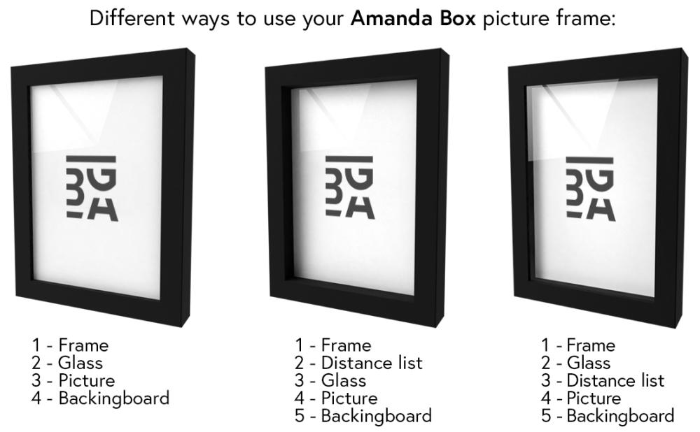 Ramme Amanda Box Svart 70x90 cm