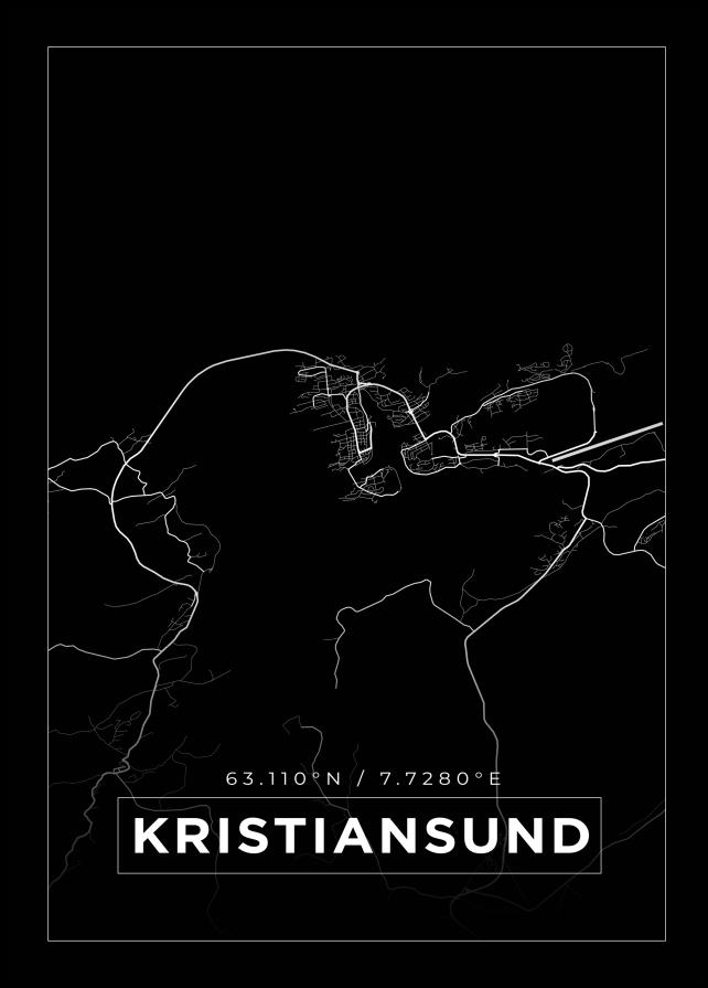 Kart - Kristiansund - Svart Plakat