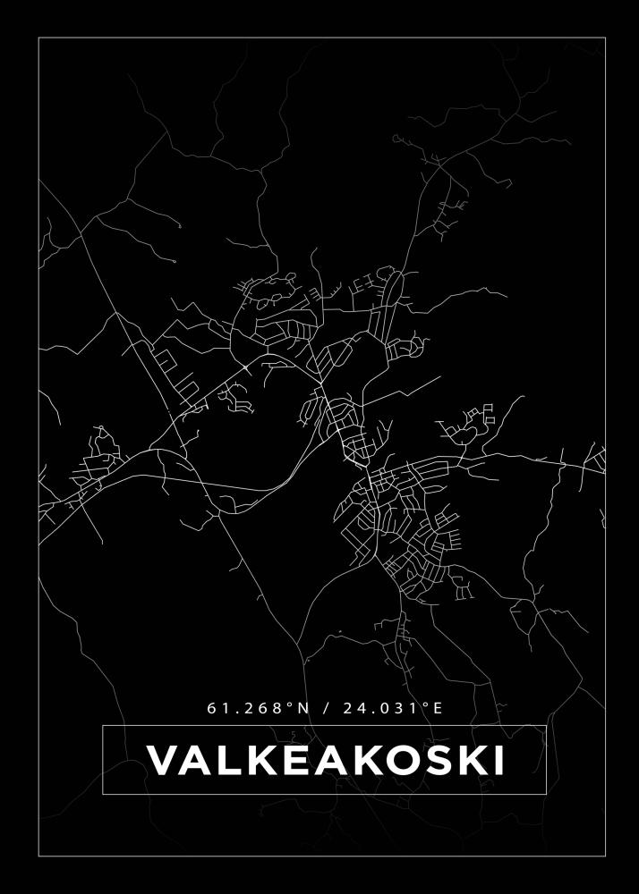 Kart - Valkeakoski - Svart Plakat