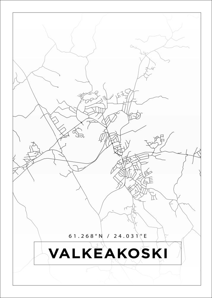 Kart - Valkeakoski - Hvit Plakat