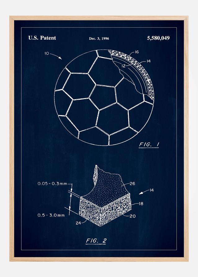 Patent Print - Football - Blue Plakat