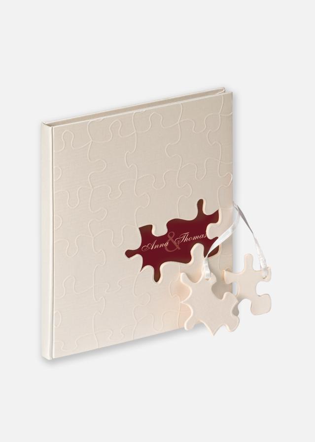 Puzzle Gjestebok - 23x25 cm (144 Hvite Sider / 72 Ark / 72 Ark)