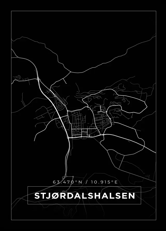 Kart - Stjørdalshalsen - Svart Plakat