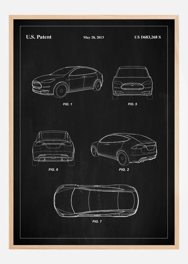 Patent Print - Tesla - Black Plakat