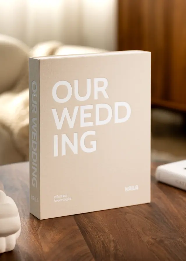 KAILA OUR WEDDING Creme - Coffee Table Photo Album (60 Svarte Sider)