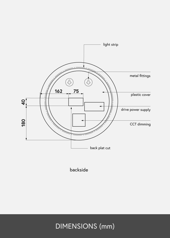 KAILA Speil LED 40 cm Ø