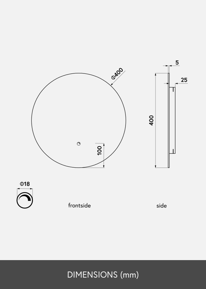 KAILA Speil LED 40 cm Ø