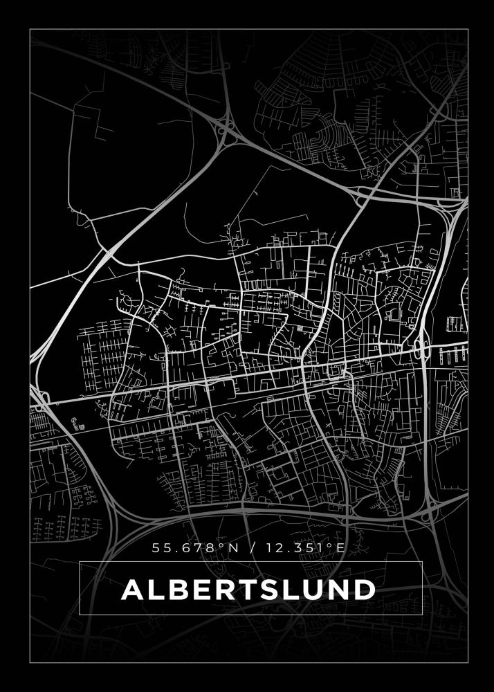 Kart - Albertslund - Svart Plakat