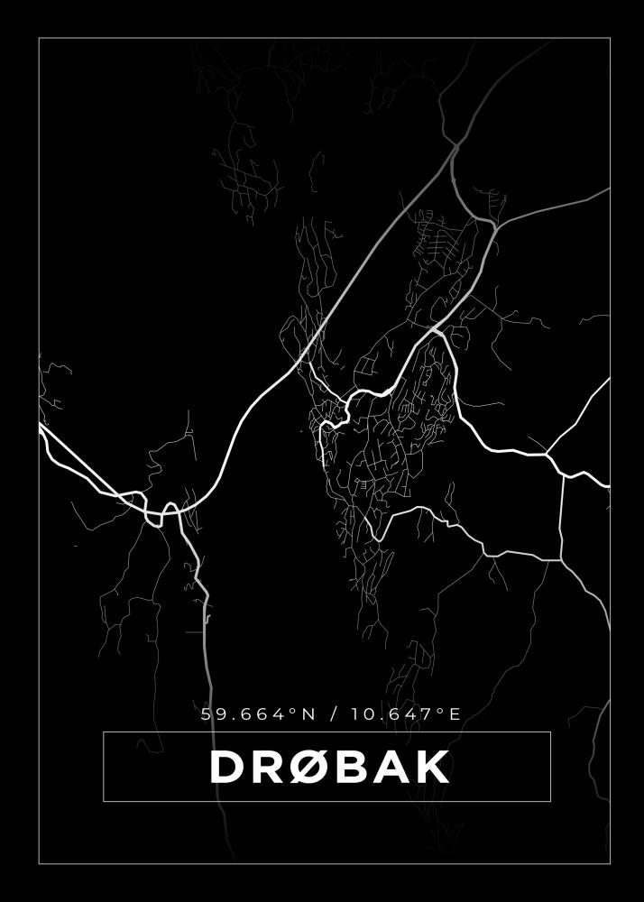 Kart - Drøbak - Svart Plakat