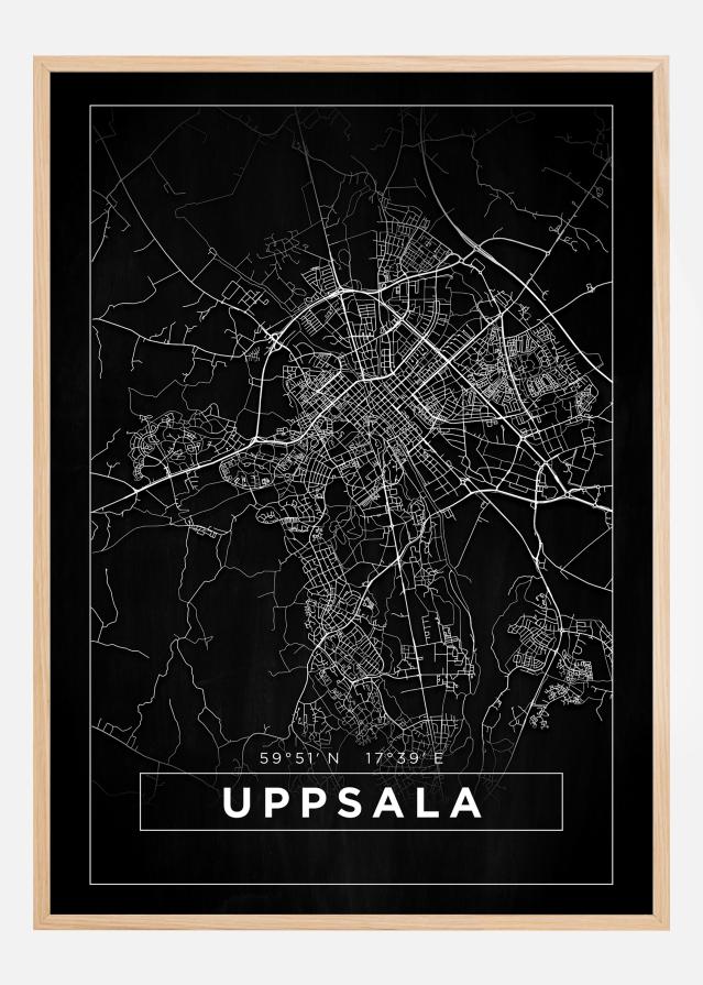 Kart - Uppsala - Poster - Svart Plakat