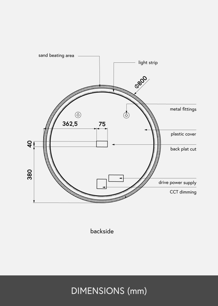 KAILA Speil Frost LED 80 cm Ø