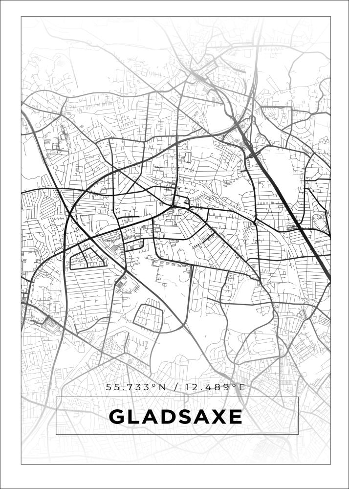 Kart - Gladsaxe - Hvit Plakat