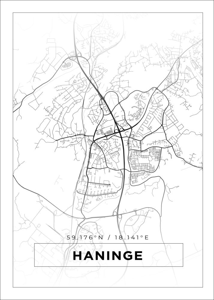 Kart - Haninge - Hvit Plakat