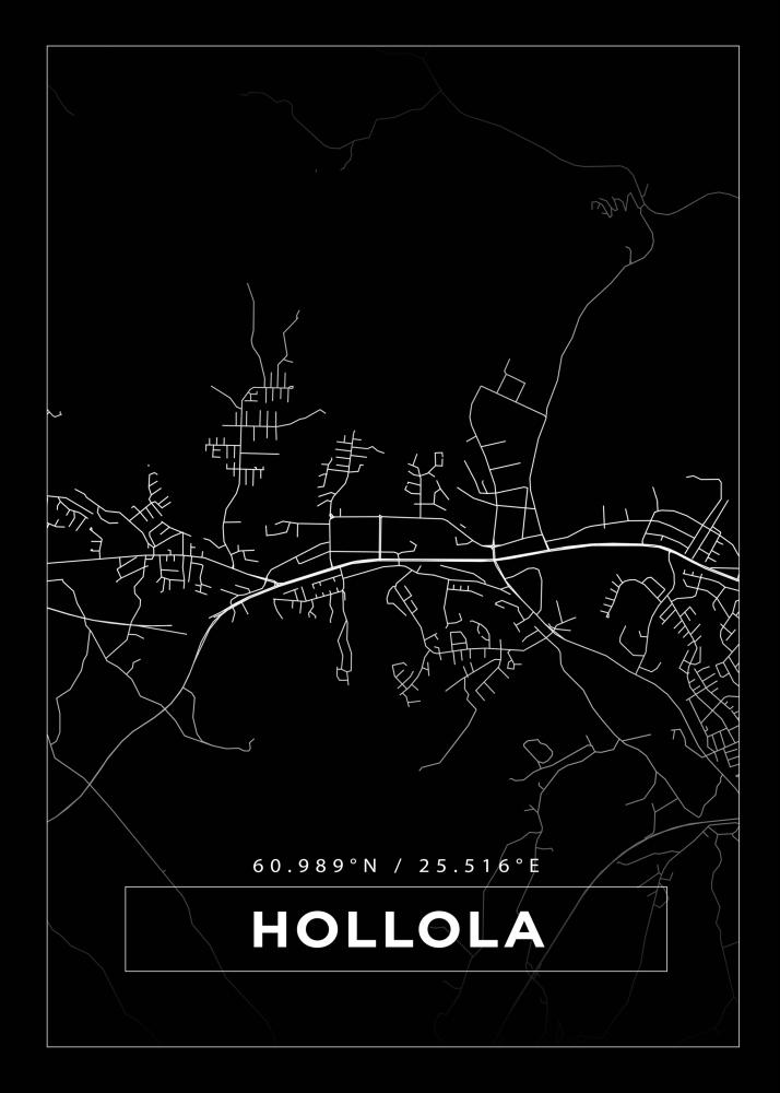 Kart - Hollola - Svart Plakat