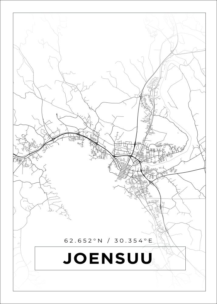 Kart - Joensuu - Hvit Plakat