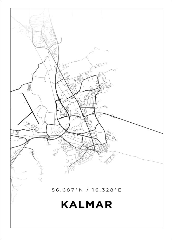 Kart - Kalmar - Hvit Plakat