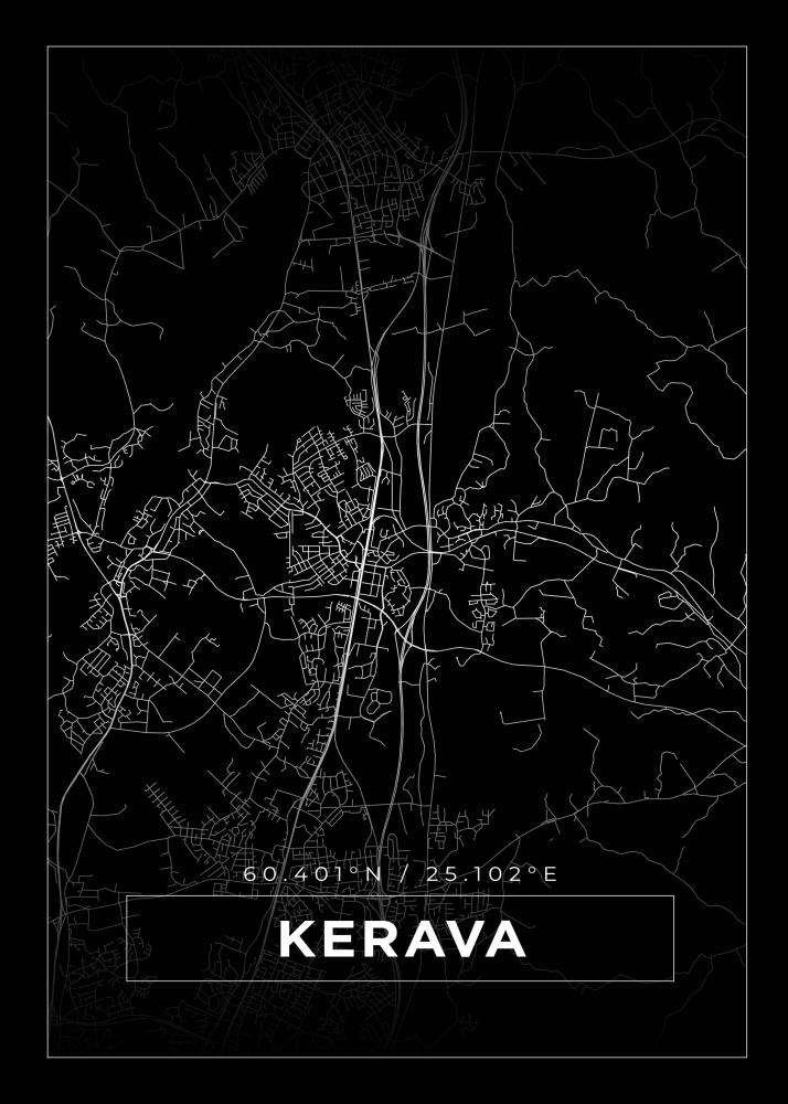 Kart - Kerava - Svart Plakat