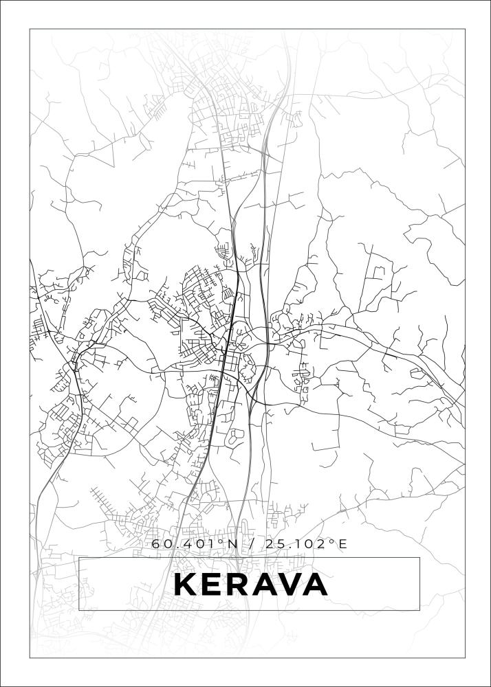 Kart - Kerava - Hvit Plakat