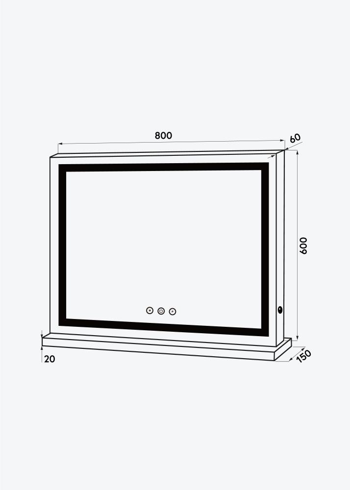 KAILA Sminkespeil Base Horisontal LED Hvit 80x60 cm