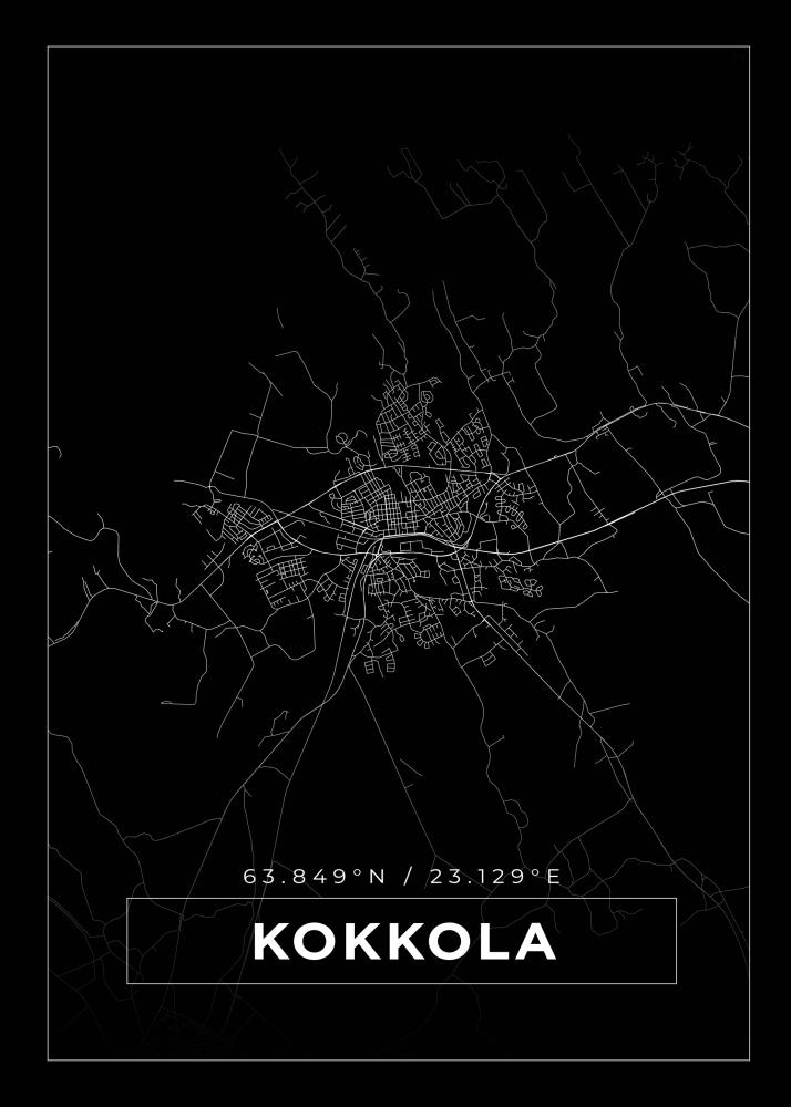 Kart - Kokkola - Svart Plakat