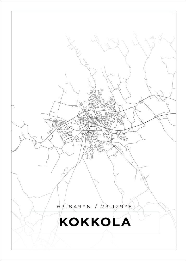 Kart - Kokkola - Hvit Plakat