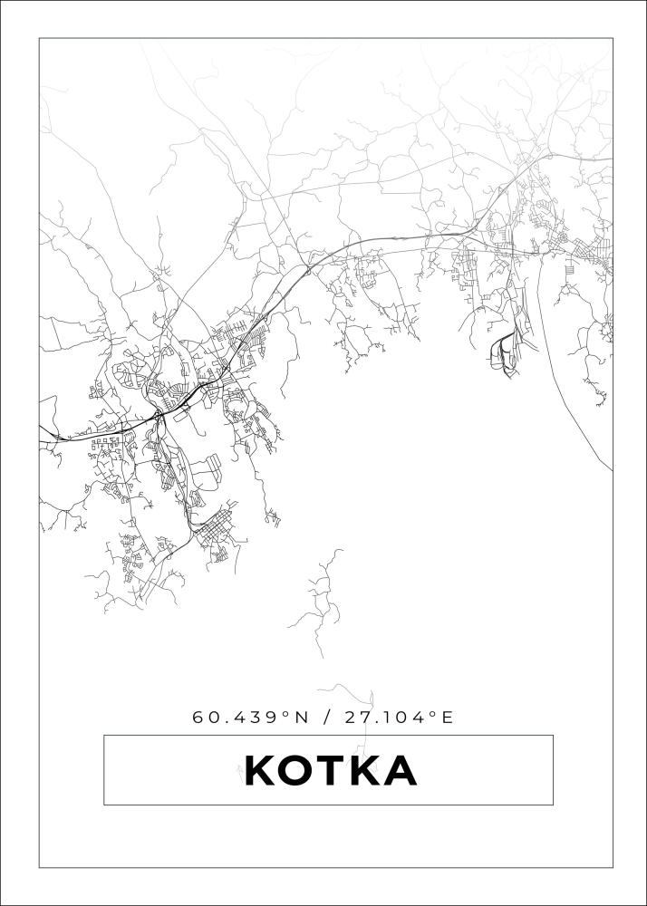 Kart - Kotka - Hvit Plakat