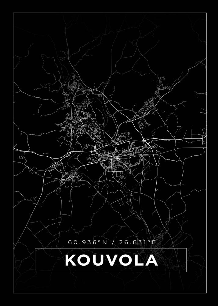 Kart - Kouvola - Svart Plakat