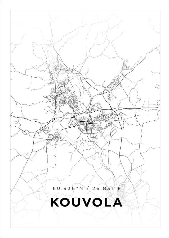 Kart - Kouvola - Hvit Plakat