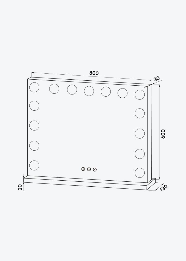 KAILA Sminkespeil Vanity LED 15 Hvit 80x60 cm