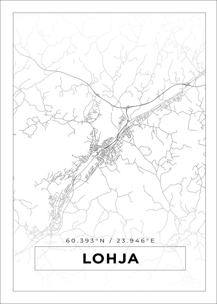 Kart - Lohja - Hvit Plakat