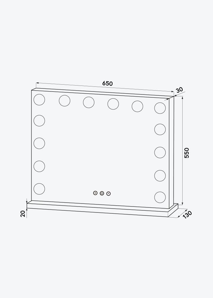 KAILA Sminkespeil Base LED 14 Sølv 65x56 cm