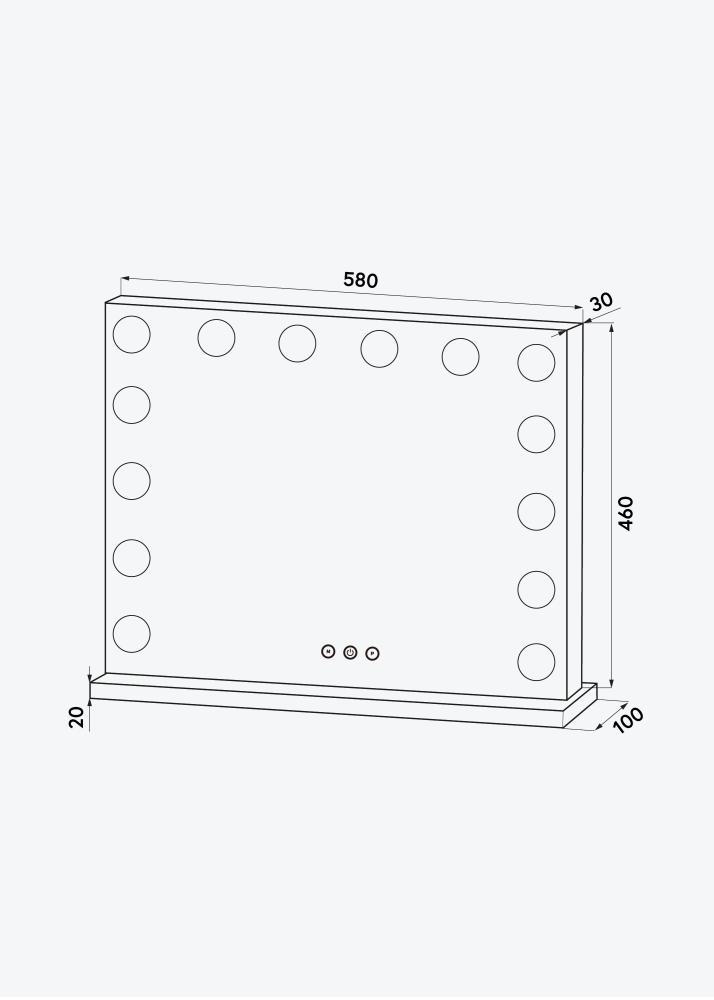 KAILA Sminkespeil Base LED 14 Sølv 56x46 cm