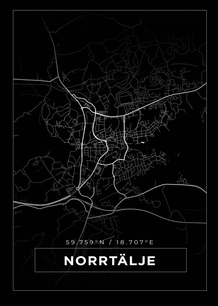 Kart - Norrtälje - Svart Plakat