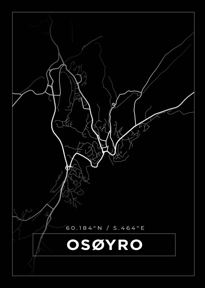 Kart - Osøyro - Svart Plakat