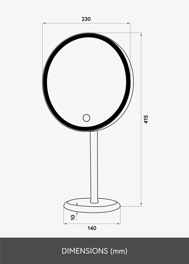 KAILA Sminkespeil Pillar LED Magnifying 20 cm Ø