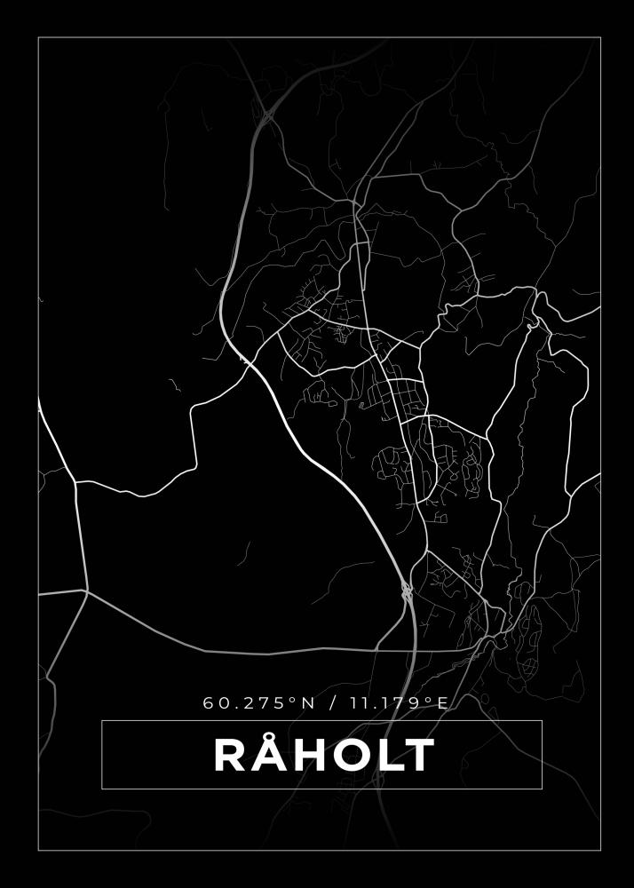 Kart - Råholt - Svart Plakat