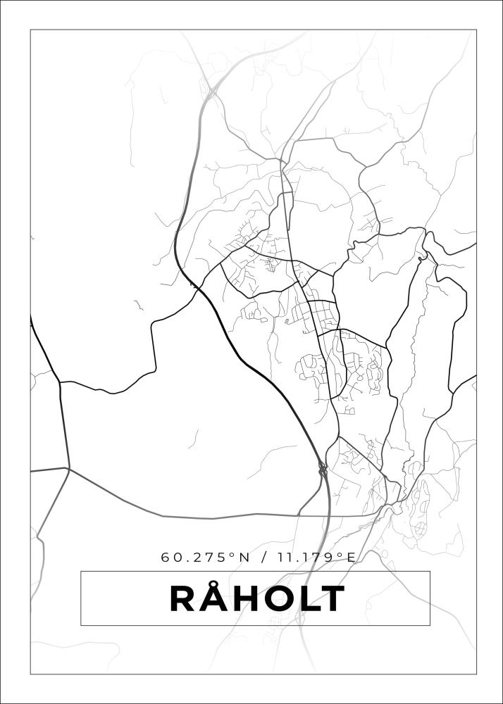 Kart - Råholt - Hvit Plakat