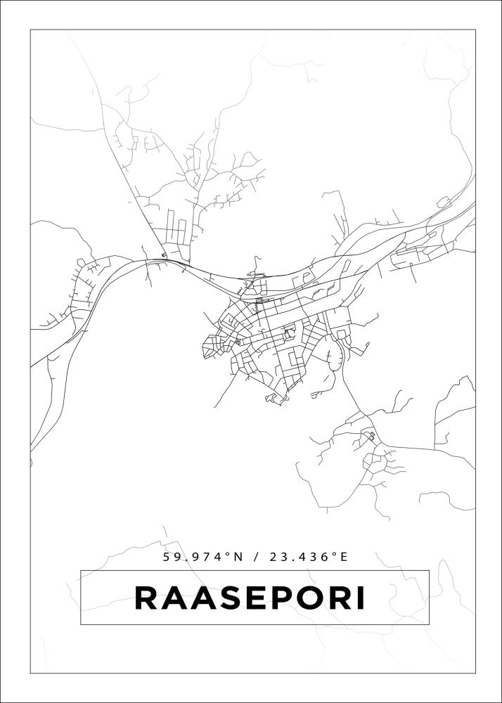 Kart - Raseborg - Hvit Plakat