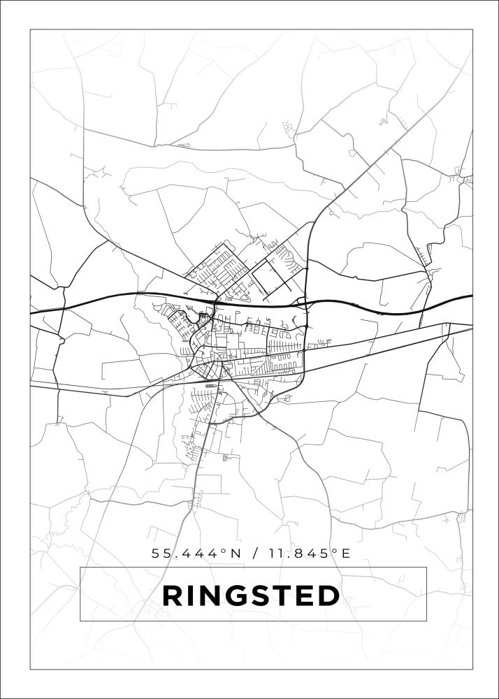 Kart - Ringsted - Hvit Plakat