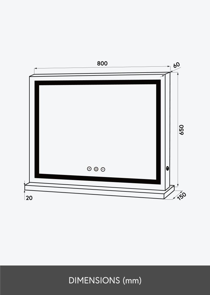 KAILA Sminkespeil Vanity LED Hvit 80x65 cm