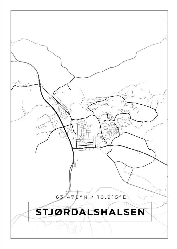 Kart - Stjørdalshalsen - Hvit Plakat