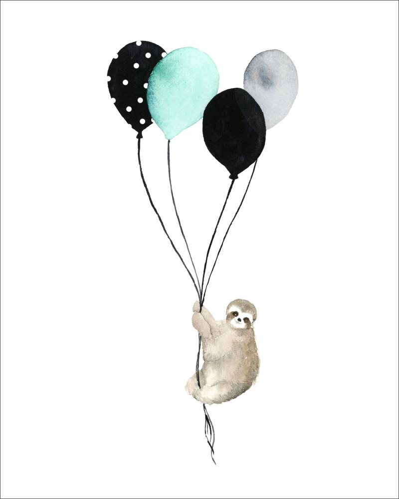 Sloth With Balloons Plakat