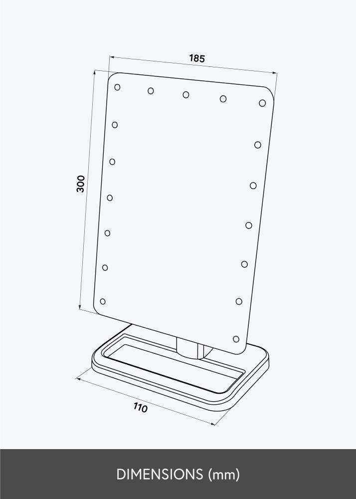 KAILA Sminkespeil LED m. Bluetoothhögtalare Hvit 18x30 cm