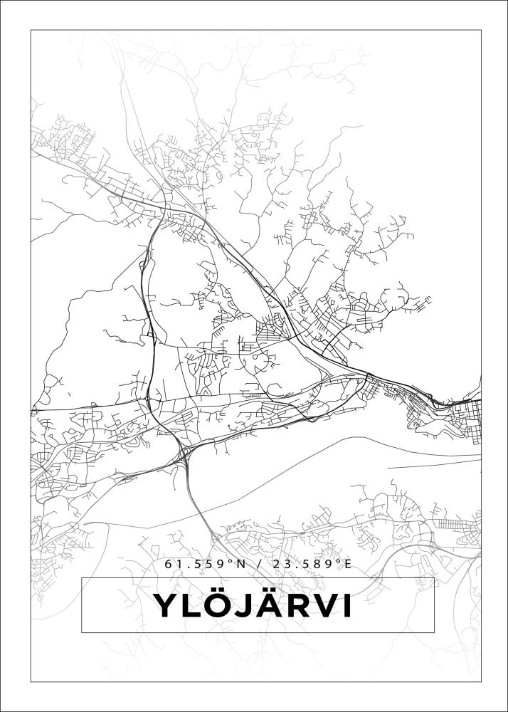 Kart - Ylöjärvi - Hvit Plakat