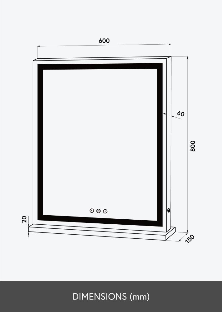 KAILA Sminkespeil Base Vertical LED Hvit 80x60 cm